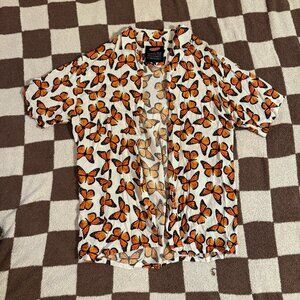 Petals & Peacocks Button Up Butterfly Shirt